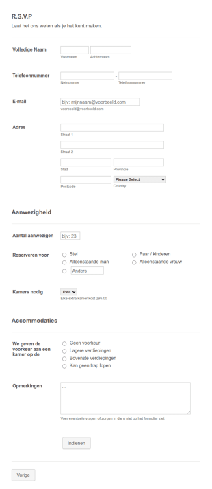 Evenement R.S.V.P Formulier