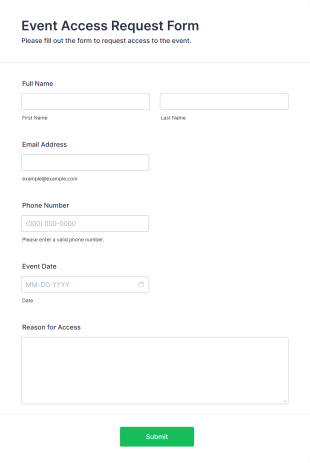 Event Access Request Form Form Template