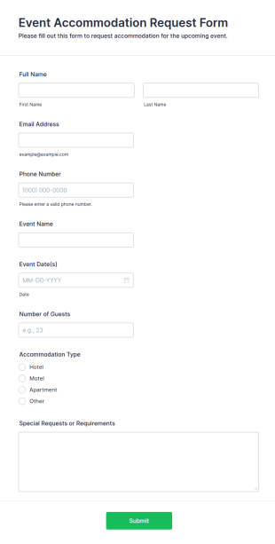Event Accommodation Request Form Template