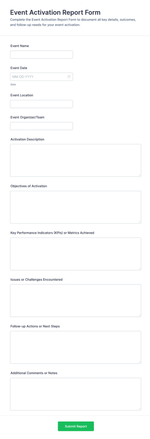 Event Activation Report Form Template