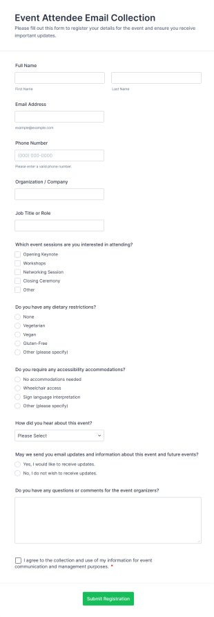 Event Attendee Email Collection Form Template