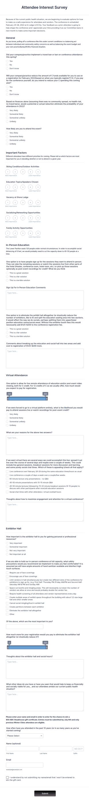 Event Attendee Interest Survey Form Template