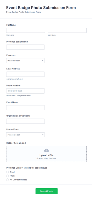 Event Badge Photo Submission Form Template