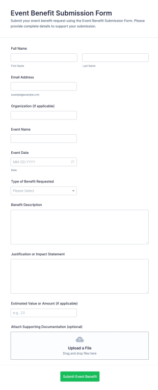 Event Benefit Submission Form Template