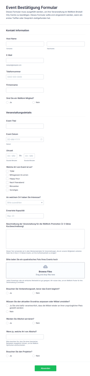Event Bestätigung Formular