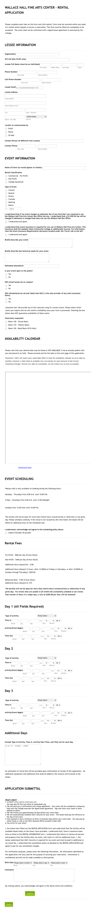 Event Booking Form Template