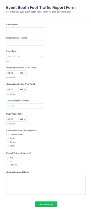 Event Booth Foot Traffic Report Form Template