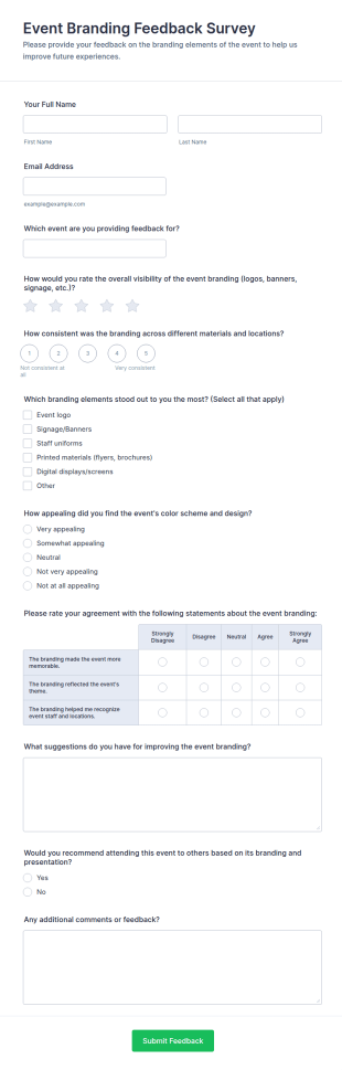Event Branding Feedback Survey Form Template