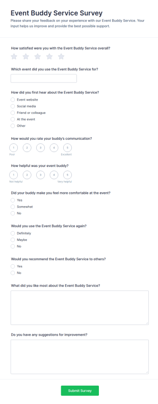 Event Buddy Service Survey Form Template