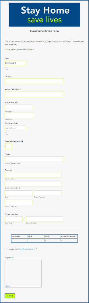 Event Cancellation Form Template
