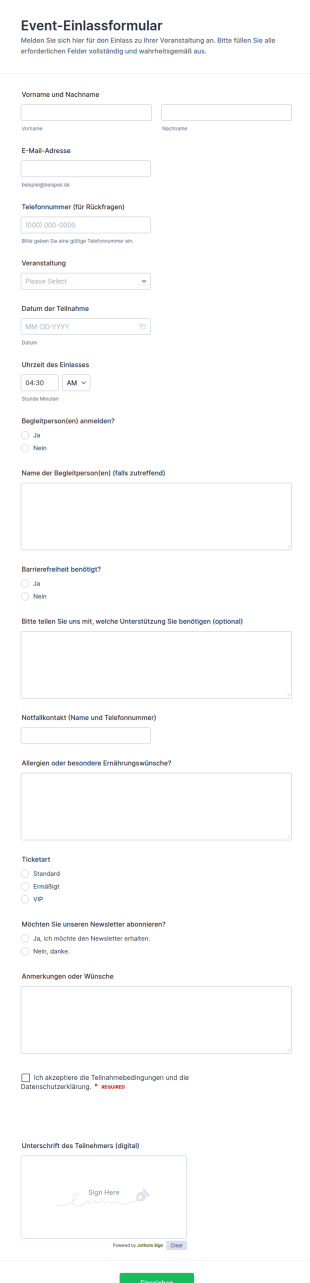 Event Check In Formular