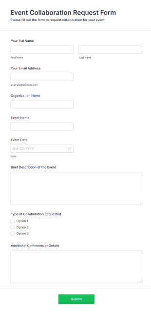 Event Collaboration Request Form Form Template