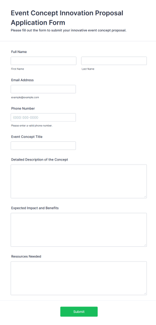 Event Concept Innovation Proposal Application Form Form Template