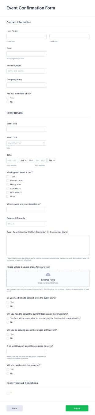 Event Confirmation Form Template