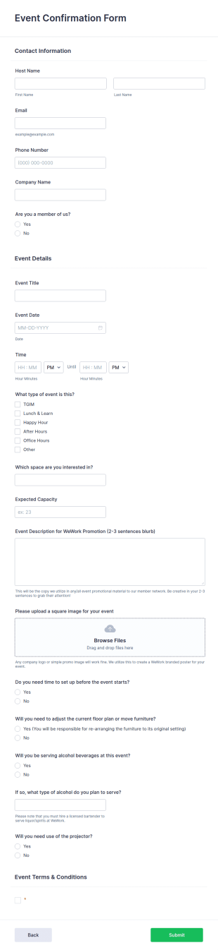 Event Confirmation Form Template
