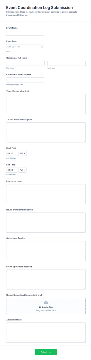 Event Coordination Log Submission Form Template