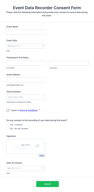 Event Data Recorder Consent Form Template