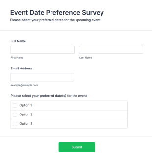 Event Date Preference Survey Form Template