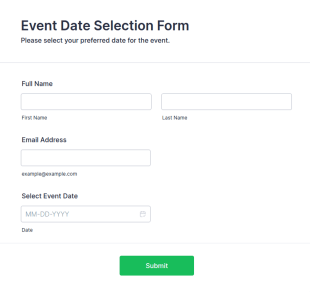 Event Date Selection Form Template