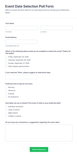 Event Date Selection Poll Form Template