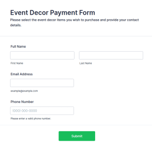 Event Decor Payment Form Template