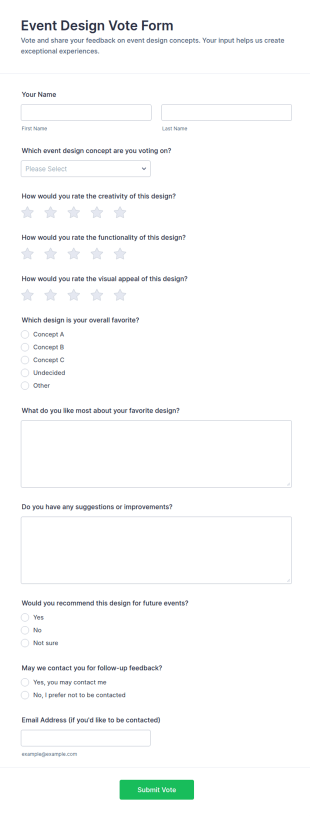 Event Design Vote Form Template