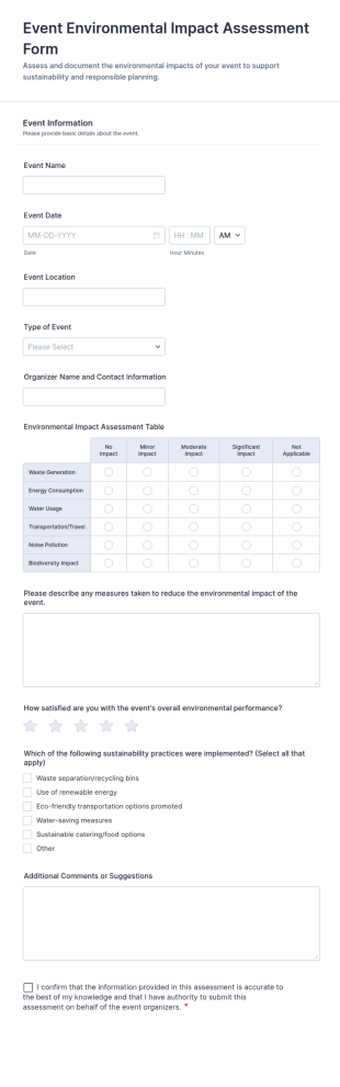 Event Environmental Impact Assessment Form Template