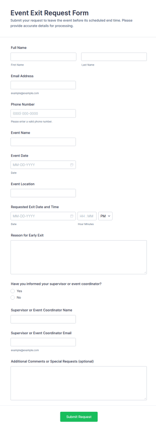 Event Exit Request Form Template