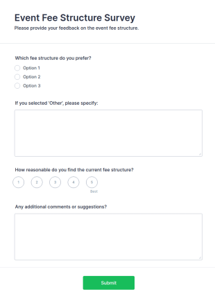 Event Fee Structure Survey Form Template