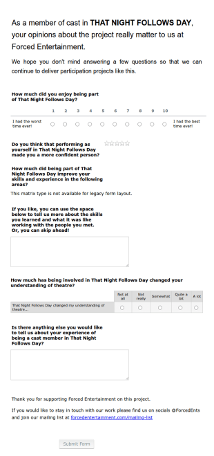 Event Feedback Form That Night Follows Day