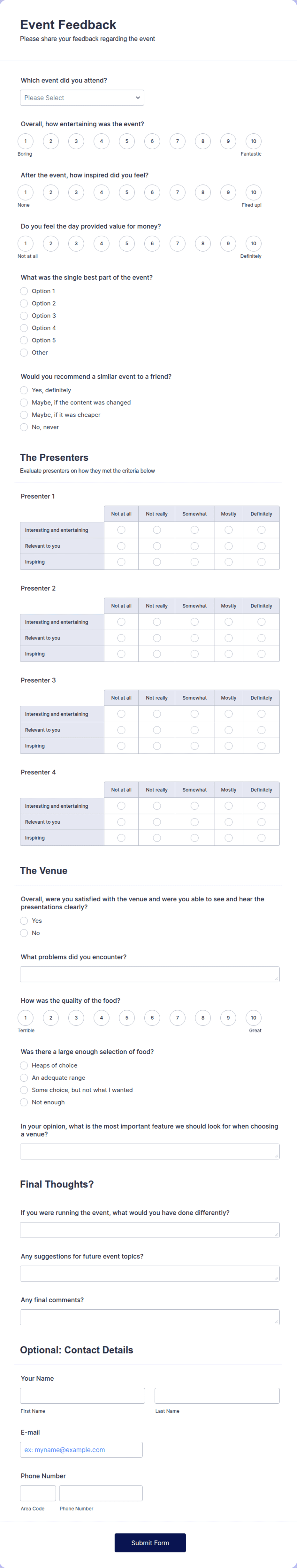 Free 10 Sample Event Survey Forms In Pdf Excel Word