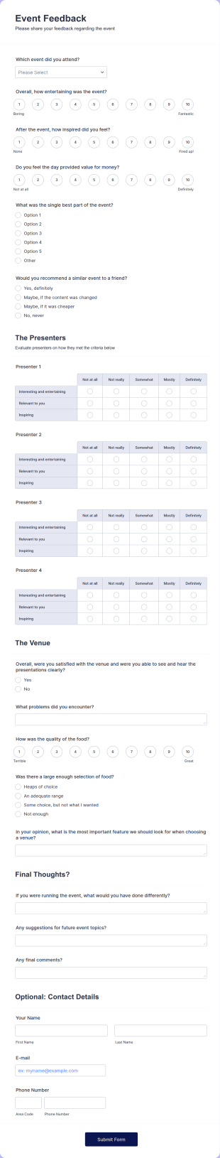 Event Feedback Form Template
