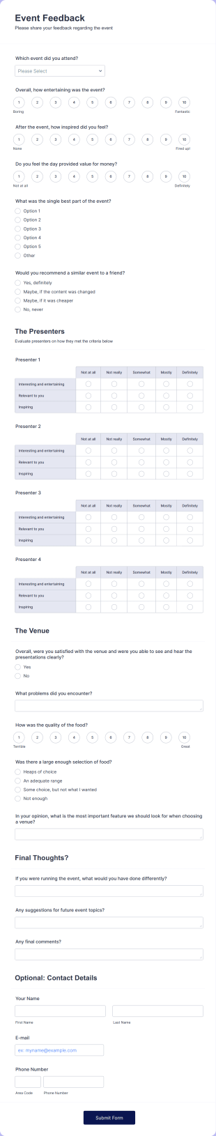 Event Feedback Form Template