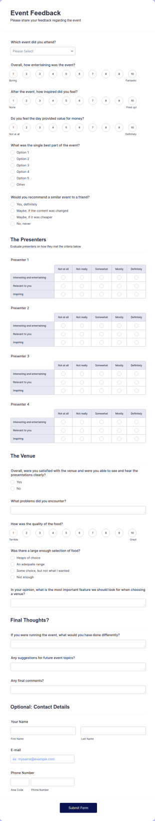 Event Feedback Form Template