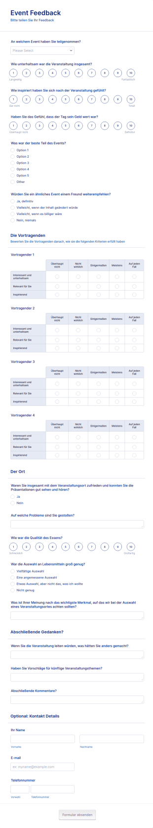 Event Feedback Formular