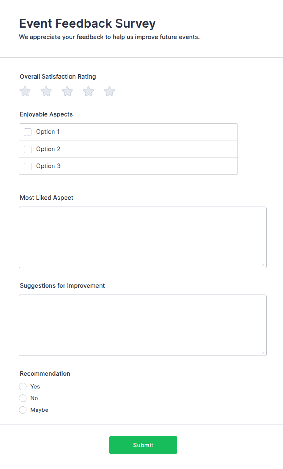 Event Feedback Survey Form Template | Jotform