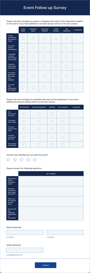 Event Follow Up Survey Form Template