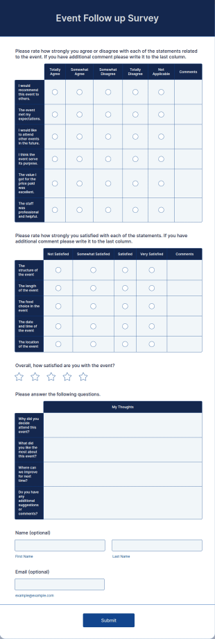 Event Follow Up Survey Form Template