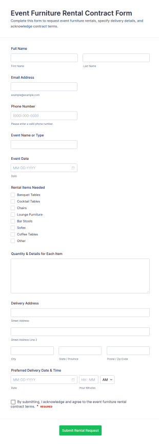 Event Furniture Rental Contract Form Template