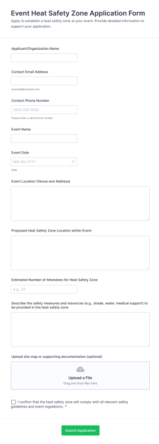 Event Heat Safety Zone Application Form Template