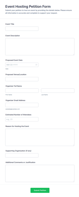 Event Hosting Petition Form Template