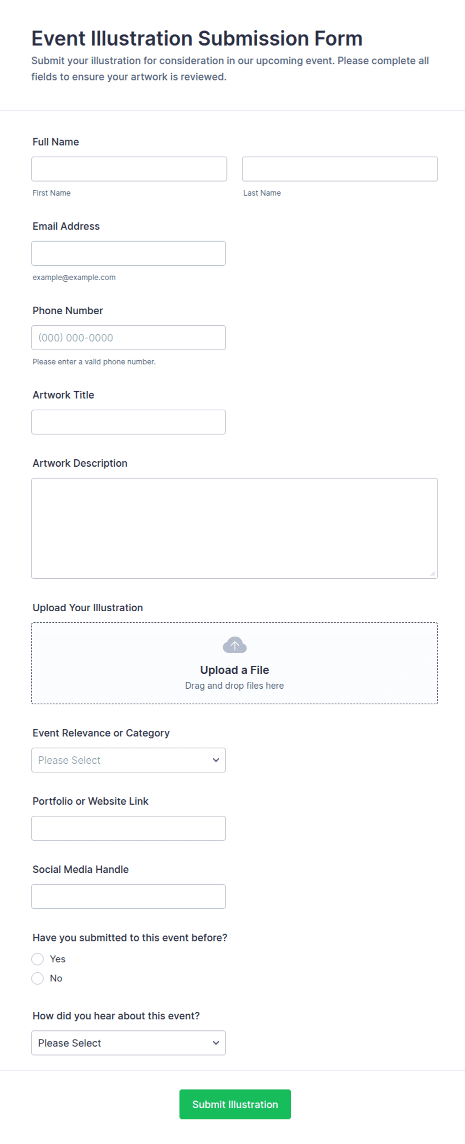 Event Illustration Submission Form Template | Jotform