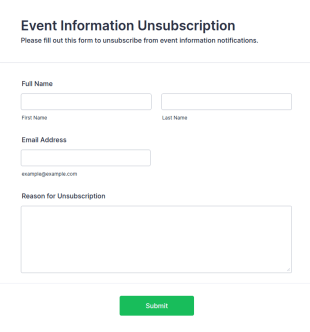 Event Information Unsubscription Form Template