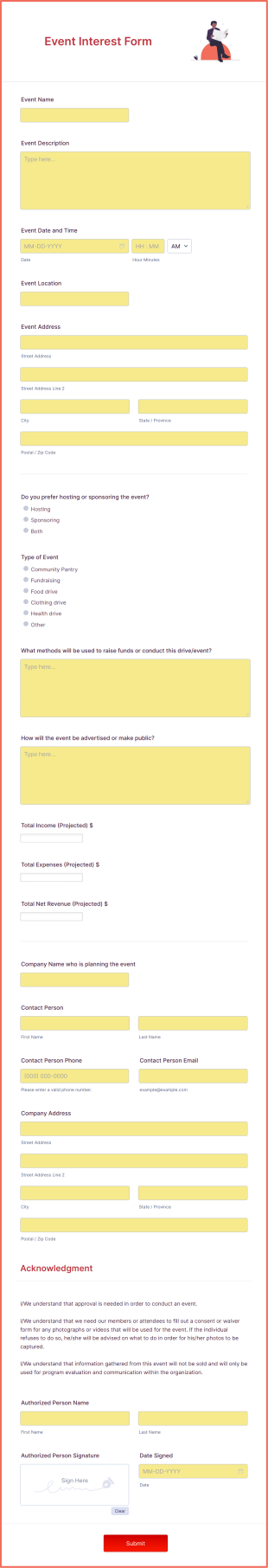 Event Interest Form Template