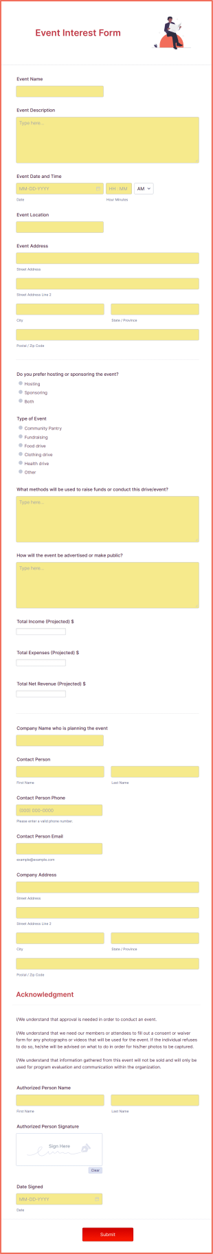Event Interest Form Template