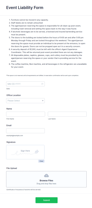 Event Liability Form Template