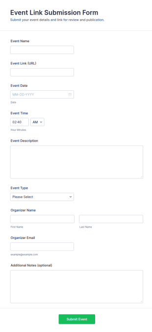 Event Link Submission Form Template