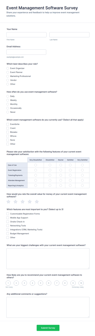 Event Management Software Survey Form Template