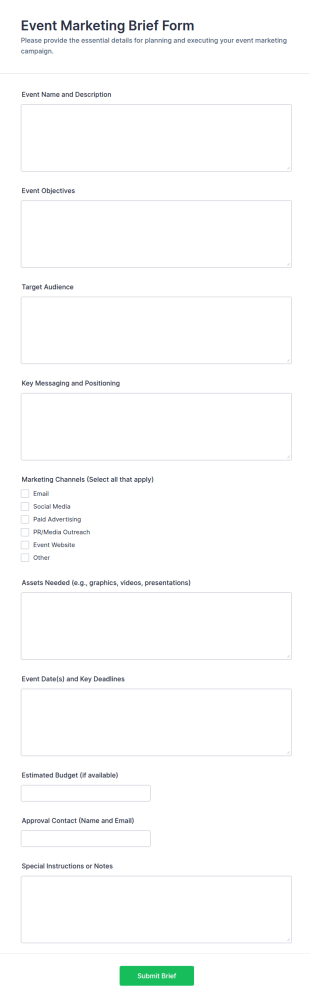 Event Marketing Brief Form Template