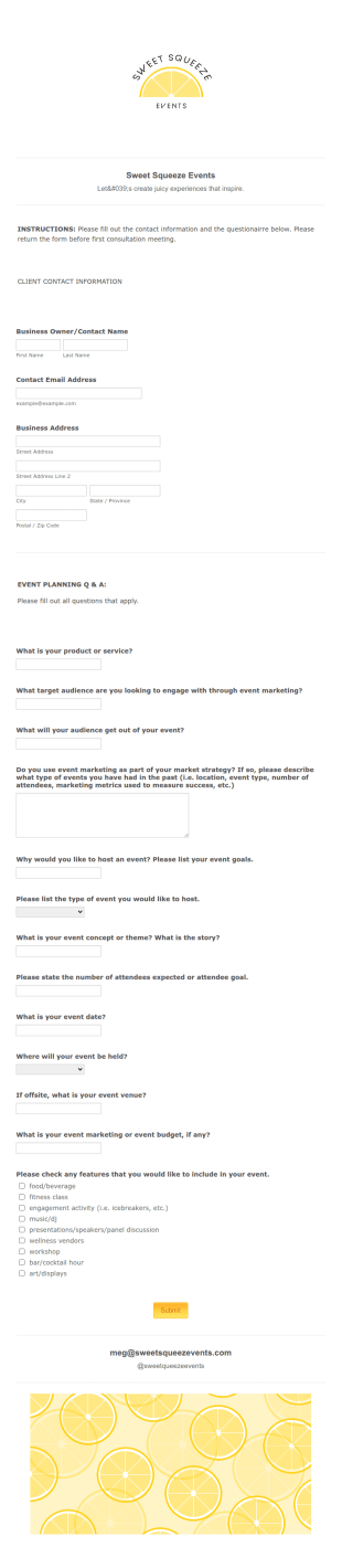 Event Marketing Consultation Form Template